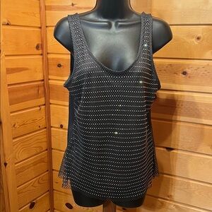 Maurices Black Mesh Sleeveless Tank with Sparkle Detail